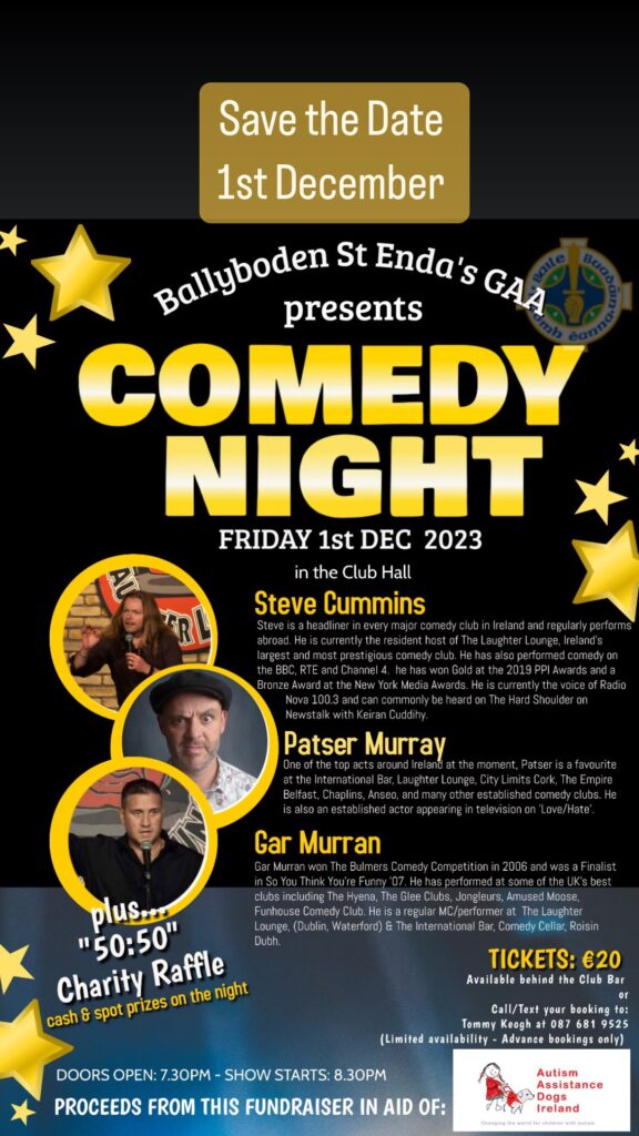 Ballyboden St Endas presents ‘Comedy Night’