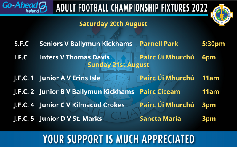 Football Championship Fixtures - August 20/21