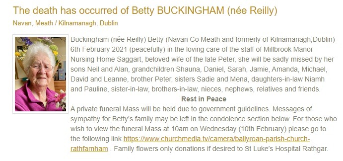 BEREAVEMENT -BUCKINGHAM