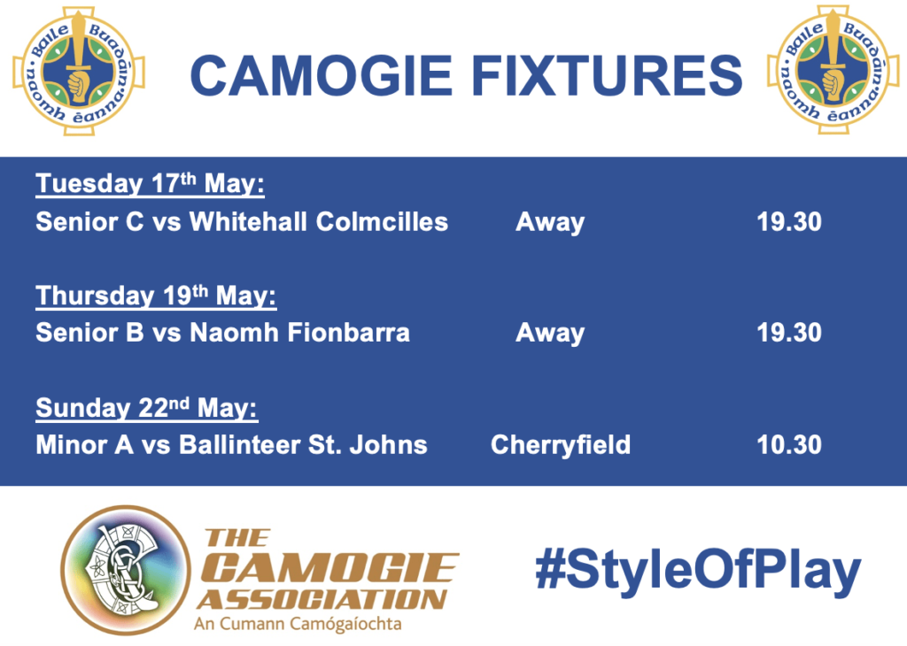 Camogie Fixtures for this week!