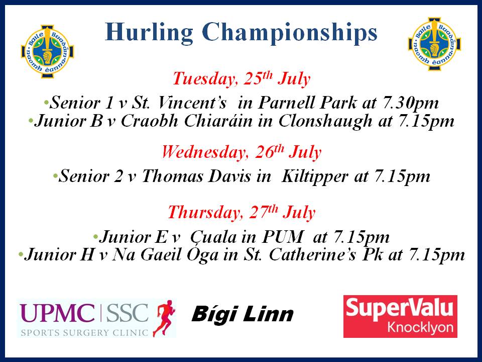 Round 2 of Hurling Championships