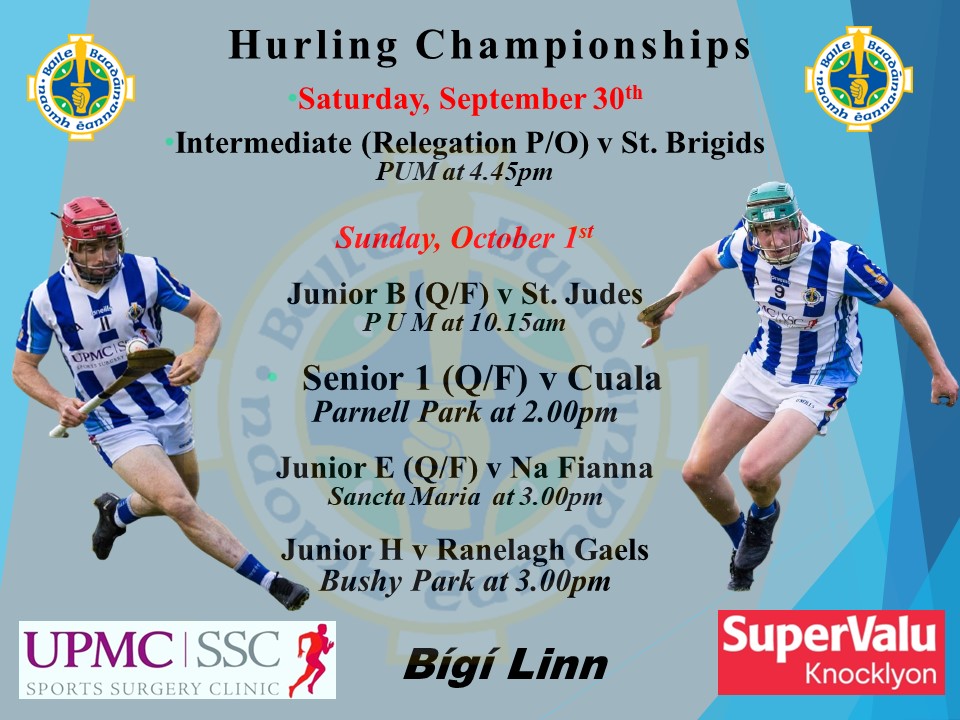 Hurling Fixtures....