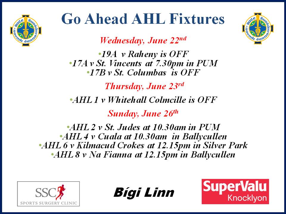 Adult Hurling Fixtures