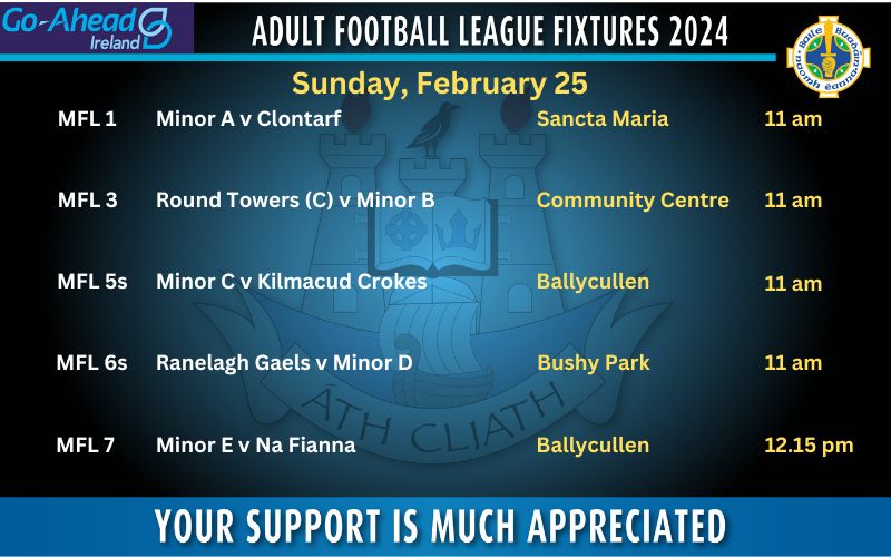 Minor Football Fixtures Feb 25