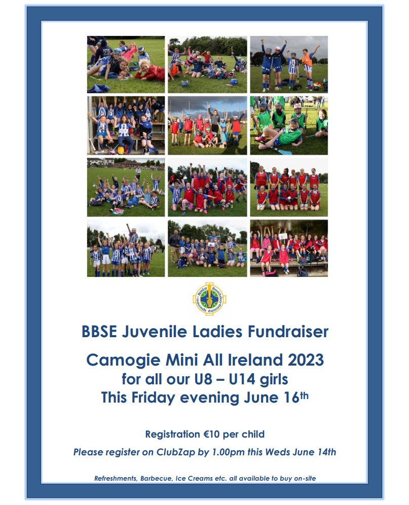 Reminder - Registration for our Annual Juvenile Camogie Mini All Ireland is this Wednesday