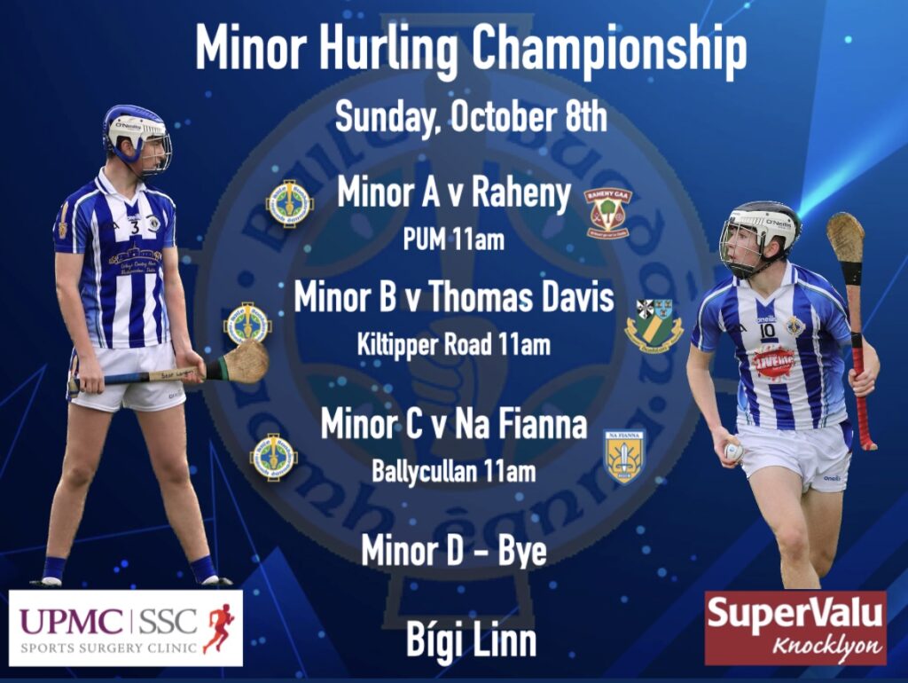 Best of luck to our Minor Hurlers on Sunday