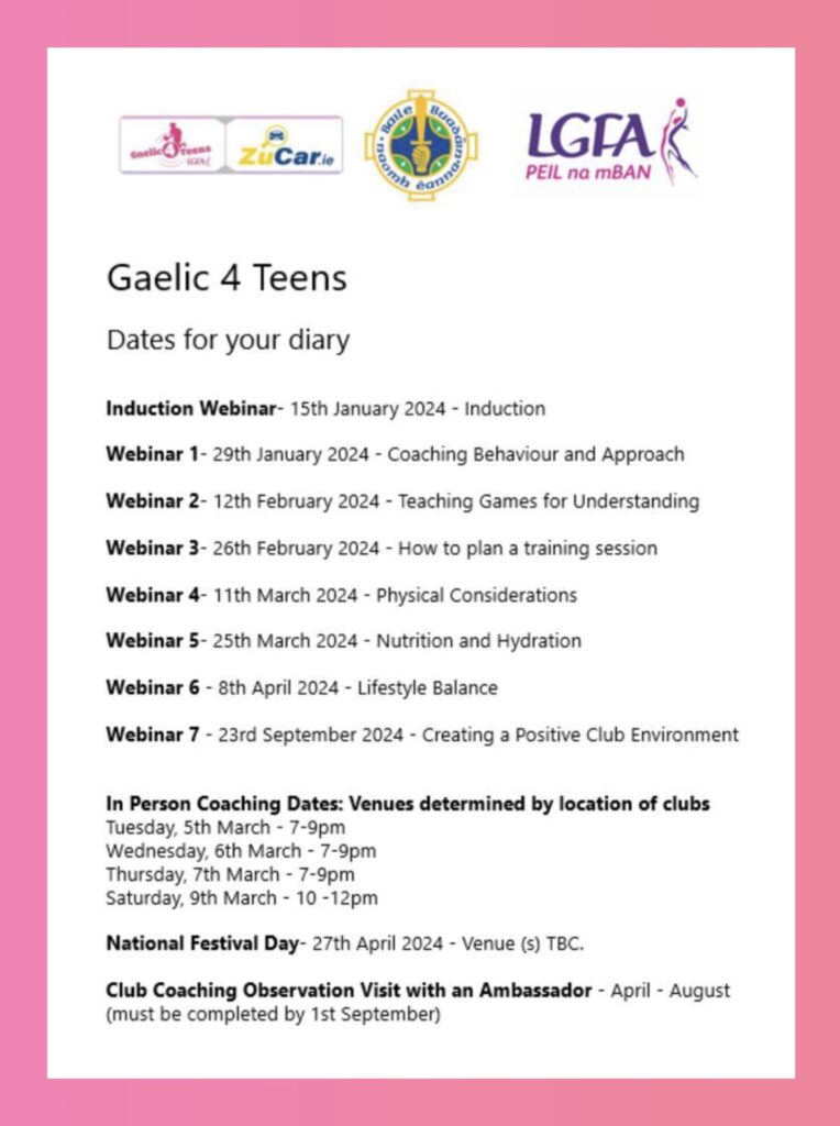 Gaelic4Teens Coach Education Programme