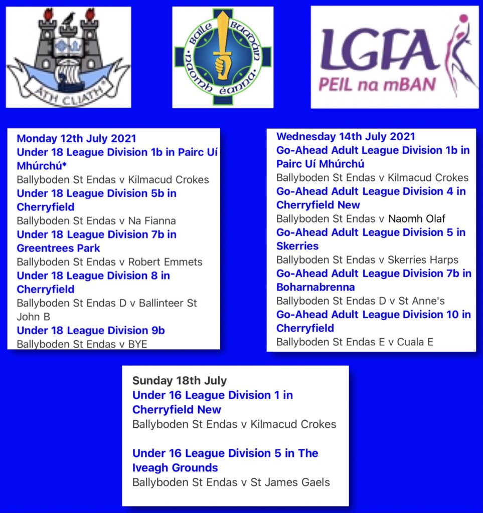 Ladies Football Fixtures and Round Up